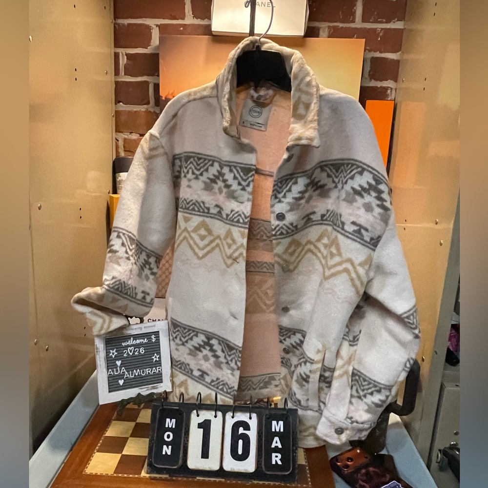 STOOSH Aztec Grey Button Up Jacket